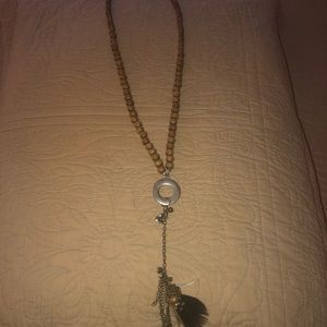 Long brown bead zen necklace